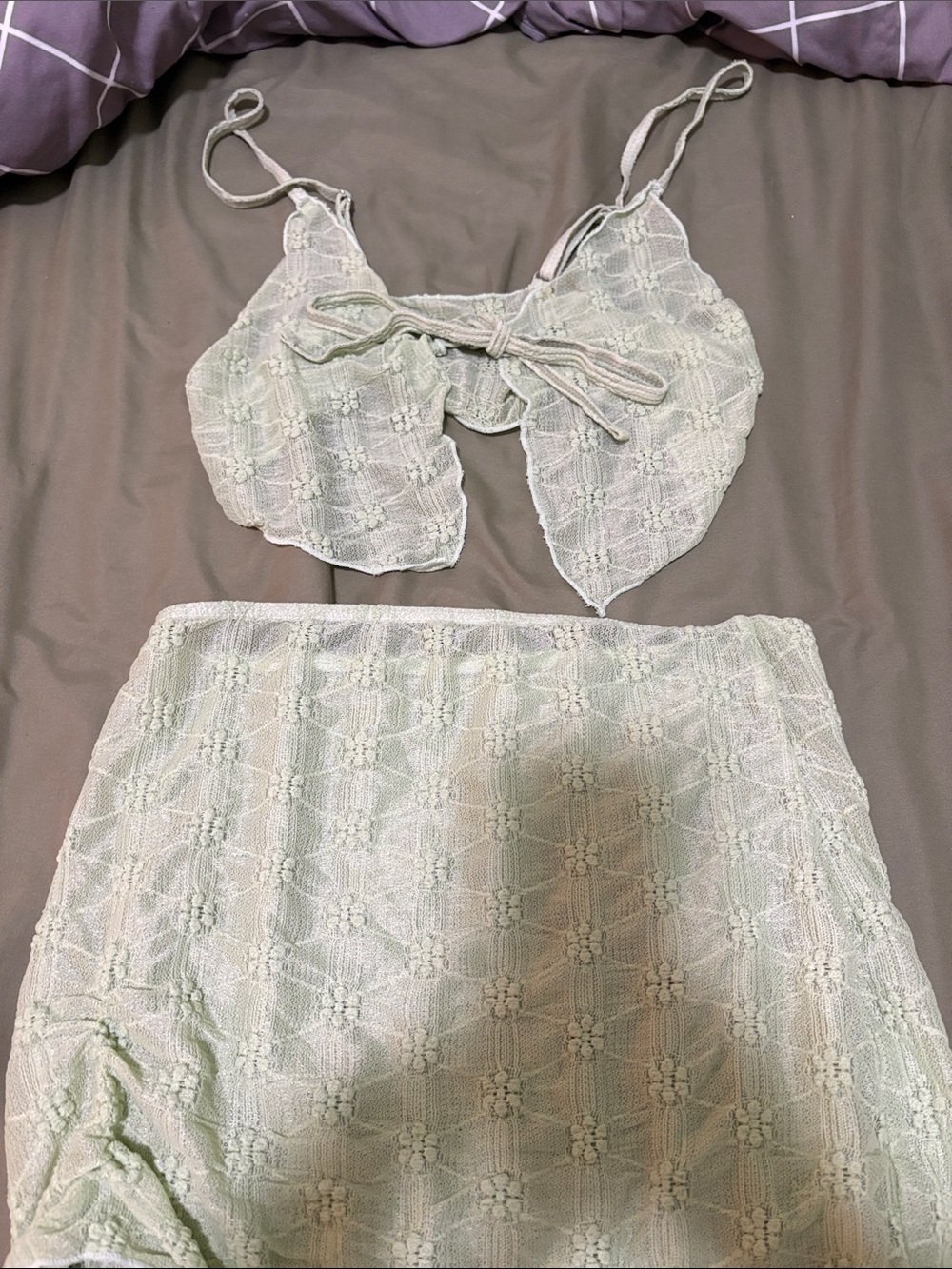 Mesh Tie Up Two Piece Swim Cover Up, never worn, fits small